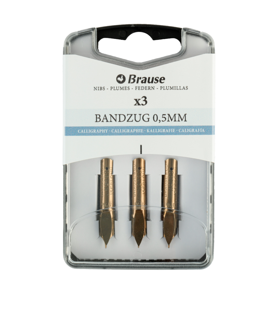 Calligraphy nibs for pen stands – Box of 3 metal Bandzug nibs 0.5 mm