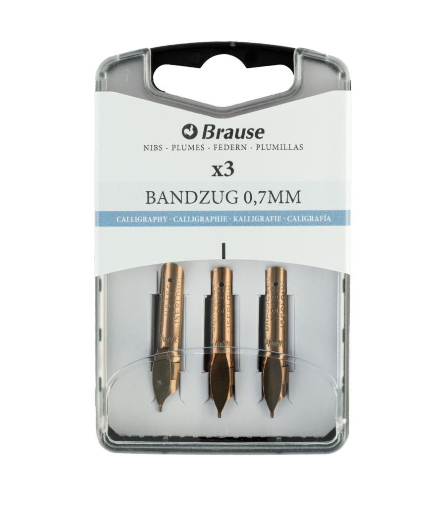 Calligraphy nibs for pen stands – Box of 3 metal Bandzug nibs 0.7 mm