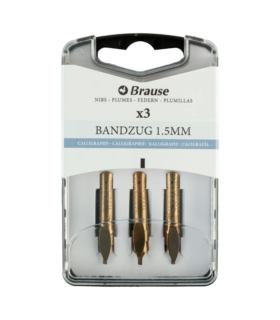 Calligraphy nibs for pen stands – Box of 3 metal Bandzug nibs 1.5 mm