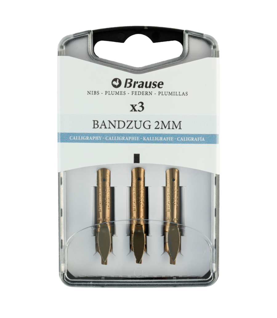 Calligraphy nibs for pen stands – Box of 3 metal Bandzug 2 mm nibs